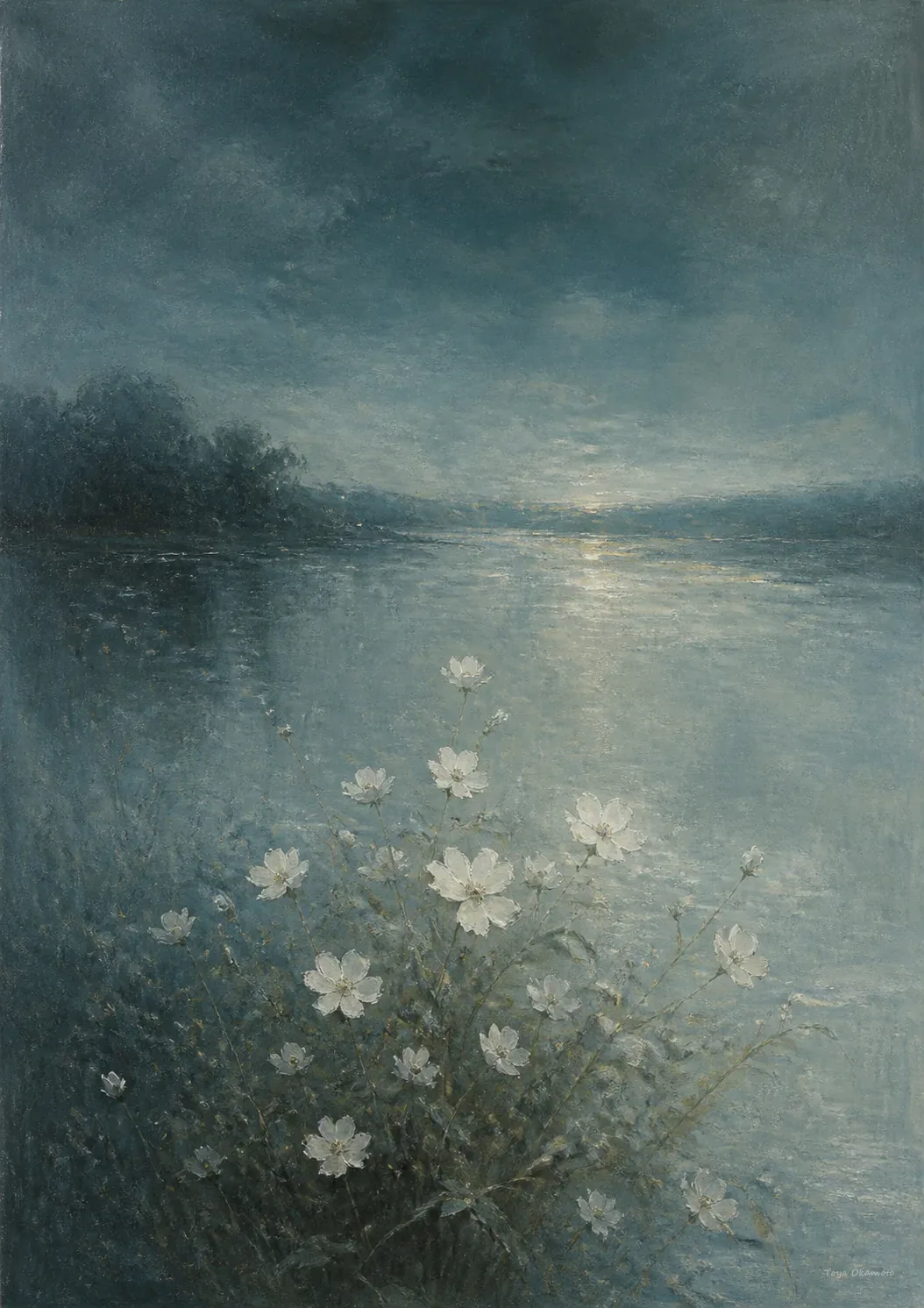 Flower Light Remaining on the River - 川面に残る花明かり
